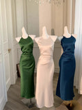 KYLETHOMASW  -  Luxury Solid Womens Long Dresses Sexy Elegant Ruffles Blue Chic Evening Dress Slim Fit Whit Canisole Green Mermaid Vestidos