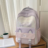 KYLETHOMASW  -  Cat's Ear Letter Mochilas Mujer New Japanese Fresh Mochila Student Bag Contrast Large Capacity Backpack Bags for Woman