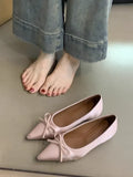KYLETHOMASW  -  Ballerina Satin Women's Flat Shoes Comfort Non-slip Pointed Toe Ladies Loafers Flats Elegant Bowknot Women's Single Shoes