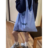 KYLETHOMASW  -  Stripe Blue Large Capacity Canvas Bag For Women New Summer Tote Bag Female Korean Style Y2k Handbag Bolsos De Mujer