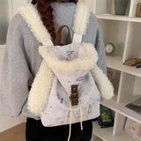 KYLETHOMASW  -  Plush Hooded Ears Mochila High Capaci Bag Cute Mochilas Mujer Fashionable Bolsas 2026 New Popular Bags for Woman Backpack