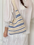 KYLETHOMASW  -  Stripe Knitted Tote Bag Underarm Shoulder Bags High Capaci Bolsa Beach Bolsos mujer Bolsas Lazy Style Casual Sac Femme