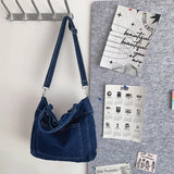 Kylethomasw  Denim Shoulder Bags For Women Thread Canvas Casual Totes 100% Cotton Tooling Packages Large Capacity Cloth Handbags Korea Bags