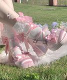 KYLETHOMASW  -  Original Lo Shoes Spring and Autumn New Fashion Round Toe Bow Sweet Cute Japanese Style Thick Sole High Heel Women's Pumps