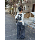 KYLETHOMASW  -   Black Womens Jeans High Waist Vintage Hip Hop Straight Baggy Denim Pants Street Y2K American Style Wide Leg Denim Trouser