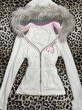 KYLETHOMASW  -  Autumn Fashion Vintage Long Sleeve Hoodie Women Design High Street White Slim Zipper Patchwork Coat Hot Girl Y2k Chic Cardigan