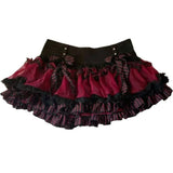 KYLETHOMASW  -  Y2k Aesthetic Sweet Cool Girl Low Waist Cake Skirt Harajuku Constrast Color Ruffle Tiered Punk Jupe American High Street Skirts