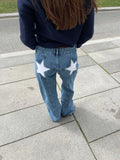 KYLETHOMASW  -  Y2K Star Patch Jeans Women High Waist Floor Length Denim Pants Retro Streetwear Embellished Gothic Punk Party Trousers