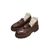 KYLETHOMASW  -  New Patent Leather Chunky Platform Loafers Thick Sole Woman Shoes, Slip on Preppy Casual Zapatos De Mujer,Fashion Лоферы Женские