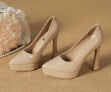 KYLETHOMASW  -  High Heels Women's Spring Autumn Waterproof Table High Heel Pumps Women's Pointed Toes Thin Heels Bridesmaid Work Shoes Women