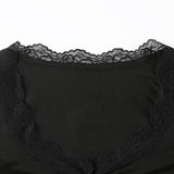 KYLETHOMASW  -  French basic lace patchwork square neck pleated chest slimming base shirt for women with pure temperament and lace inner top