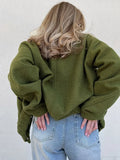 KYLETHOMASW  -  Standing Collar Buttons Women's Jackets Loose Long Sleeve Pockets Coats Solid Color Fold Tops Autumn Casual Outdoors Clothes