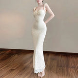 KYLETHOMASW  -  Jacquard Elegant Maxi Dress Women Square Collar Shirring Backless Sleeveless Midnight Prom Party Hipster Skinny Vestidos
