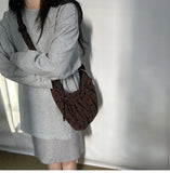 KYLETHOMASW  -  Streetwear Polka Dot Office Lady Shoulder Bag Women Canvas Drawstring Pleated Hobo Bags Y2k Aesthetic Handbags Crossbody Korean
