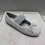KYLETHOMASW  -  New Flats Women Ballet Dance Shoes Suede Bow Shallow Loafers Shoes Dress Fashion Autumn Casual Luxury Cozy Zapatos De Mujer