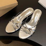 KYLETHOMASW  -  New 2025 Fashion Butterfly-Knot Ladies Low Heel Slippers Shoes Round Toe Women Heeled Slippers Shoes Female Slides Sandals Pumps
