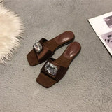 KYLETHOMASW  -  Low Shoes PU Hoof Heels Rome Fabric Rubber Shoes Low Hoof Heels PU Rubber Rome