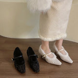 KYLETHOMASW  -  New Style Women Pumps for Women  Wear Cashmere Warm Fine Heel Commuter High Heel Single Shoes