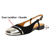 KYLETHOMASW  -  Classic Design Women Cow Leather Flats Shoes Slingbacks Summer Comfort Casual Shoes Woman Round Toe Fashion Flats Shoes