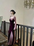 KYLETHOMASW  -  French Design Sense Niche High Sense Temperament Socialite Autumn and Winter Lace Splicing Velvet Temperament Dress Fairy Skirt