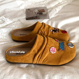 KYLETHOMASW  -  Retro Cute Women Slippers Design Ruffles Applique Fashion Pantuflas Spring Summer Outdoors Non-slip Soft Female Flipflop