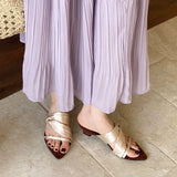 KYLETHOMASW  -  Fashion Wedges Slippers Shoes For Ladies Luxury Female Footwear Pointed Toe Women Heeled Slippers Slides Sandals Shoes