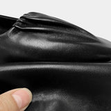 KYLETHOMASW  -  Black Ballet Flats Shoes Women Square Toe Crumple‌ Leather Elegant Ladies Shoes Shallow Slip on Spring Autumn Loafers