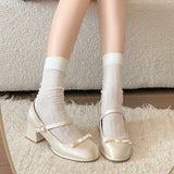 KYLETHOMASW  -  Butterfly-knot Women Mary Jane Shoes Fashion Thick Heel Buckle Strap Dress Shoes Ladies Comfort Spring Autumn Concise Footwear