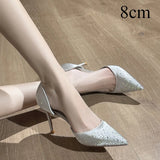 KYLETHOMASW  -  High Heels Women's Summer Thin Heels Rhinestone Side Empty High Heel Pumps Women's Pointed Head Banquet Women's Shoes