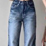 KYLETHOMASW  -  Denim Pants Women Straight Vintage Korean Fashion Easy Match Pantalones Mujer Solid High Waist Streetwear Trousers