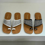 KYLETHOMASW  -  Fashion Luxury Rhinestones Ladies Flats Slippers Shoes Summer Beach Female Flip flops Slides Women Flats Slippers Sandals Shoes