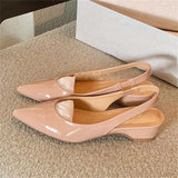 KYLETHOMASW  -  Summer Spring Shallow Pointed Toe Women Pumps Sandals Elegant Comfortable Chunky Low Heels Banquet Party Mules Shoes