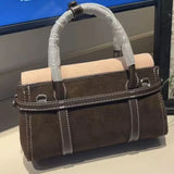 KYLETHOMASW  -  Retro Maillard Frosted Suede Shoulder Bag Women Color Block Large Capacity Stitching Crossbody Bag Ladies Versatile Handbag Chic