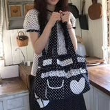 KYLETHOMASW  -  Contrast Dot Print Shoulder Bag High Capacity Tote Bolsos De Mujer Heart Pocket Sac Femme Bags for Woman Daily Using Bolso