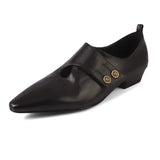 KYLETHOMASW  -  Designer Low Heel Loafers Women Retro Pointed Toe Fashion British Style Small Leather Shoes Elegant Brand Mary Jane Shoes Women