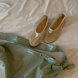 KYLETHOMASW  -  New Korean style round-toe braided openwork flat low-cut single shoes for women, retro thick heel slip-on sandals