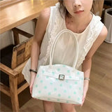 KYLETHOMASW  -  Sweet Cute Jelly Tote Bag Women Color Contrast Polka Dot Print Large Capacity Handbag Ladies Dopamine Fashion Y2K Shoulder Bags