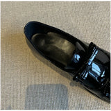 KYLETHOMASW  -  Preppy Double Bowtie Oxfords Woman Low Heels Flats Shiny Small Leather Shoes Ladies College Girls Sneakers Femmes Derby Loafers