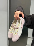 KYLETHOMASW  -  Retro multi-color sports shoes, ballet shoes with elastic bands, round toe, flat bottom, shallow opening Mary Jane style women's