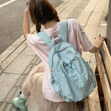 KYLETHOMASW  -  Women's Drawstring Ruched Lightweight Backpack Minimalist Casual Aesthetic Daily Simple Solid Color School Bag New Trend