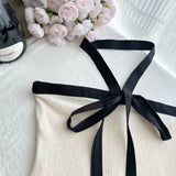 KYLETHOMASW  -  Women Knit Strapless Backless Bowknot Long Midi Dress 2025 Summer Sexy Night Club Party Evening Holiday Street White Dresses