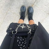 KIylethomasw Gothic Cross Y2k Bag Women Vintage Grunge Punk Chain Casual Shoulder Bag Female Retro Moto Biker Black Handbag Aesthetic