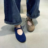 KYLETHOMASW  -  Lace Up Mary Janes Flats Shoes for Women Round Toe Comfortable Elegant Ballet Flats Ladies Bow Tie Shallow Casual Loafers New
