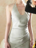 KYLETHOMASW  -  Luxury Slim Fit Long Dresses Elegant Sexy White Cambridge Blue Evening Dresses Spring Neck-Mounted Backless Mermaid Vestidos