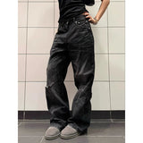 KYLETHOMASW  -  Women's Black Baggy Jeans Wide Fit Ripped Denim Pants Y2K Japanese Harajuku 2000s High Street Goblin Core American Retro