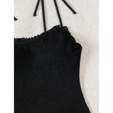 KYLETHOMASW  -  Women's Solid Color One Piece Swimsuit with Tie Front Modest Tummy Control Bathing Suit Sexy Black Bodysuit Holiday Swimsuit New