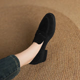 KYLETHOMASW  -  Kid Suede Penny Loafers Women Handmade Autumn Winter Casual Shoes Ladies Leisure Slip-on Creeper Flats Brown Size 34-43