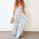 KYLETHOMASW  -  Elegant Sleeveless Hollow Out Pleat Dress Summer New High Waist Backless Evening Dress Sexy Low Cut Halter Floral Printed Dress