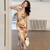 KYLETHOMASW  -  Fashion Summer Long Dresses For Women Elegant Retro Print Sexy Strap Backless Slim Midi Party Vacation Robe Mujer Vestido Street
