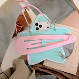 KYLETHOMASW  -  Y2K Star Shape Phone Case for iPhone 18 Pro Max 15 16 17 Pro Max Cute Silicone Crossbody Strap Hair Clip Kawaii Cover for Girls